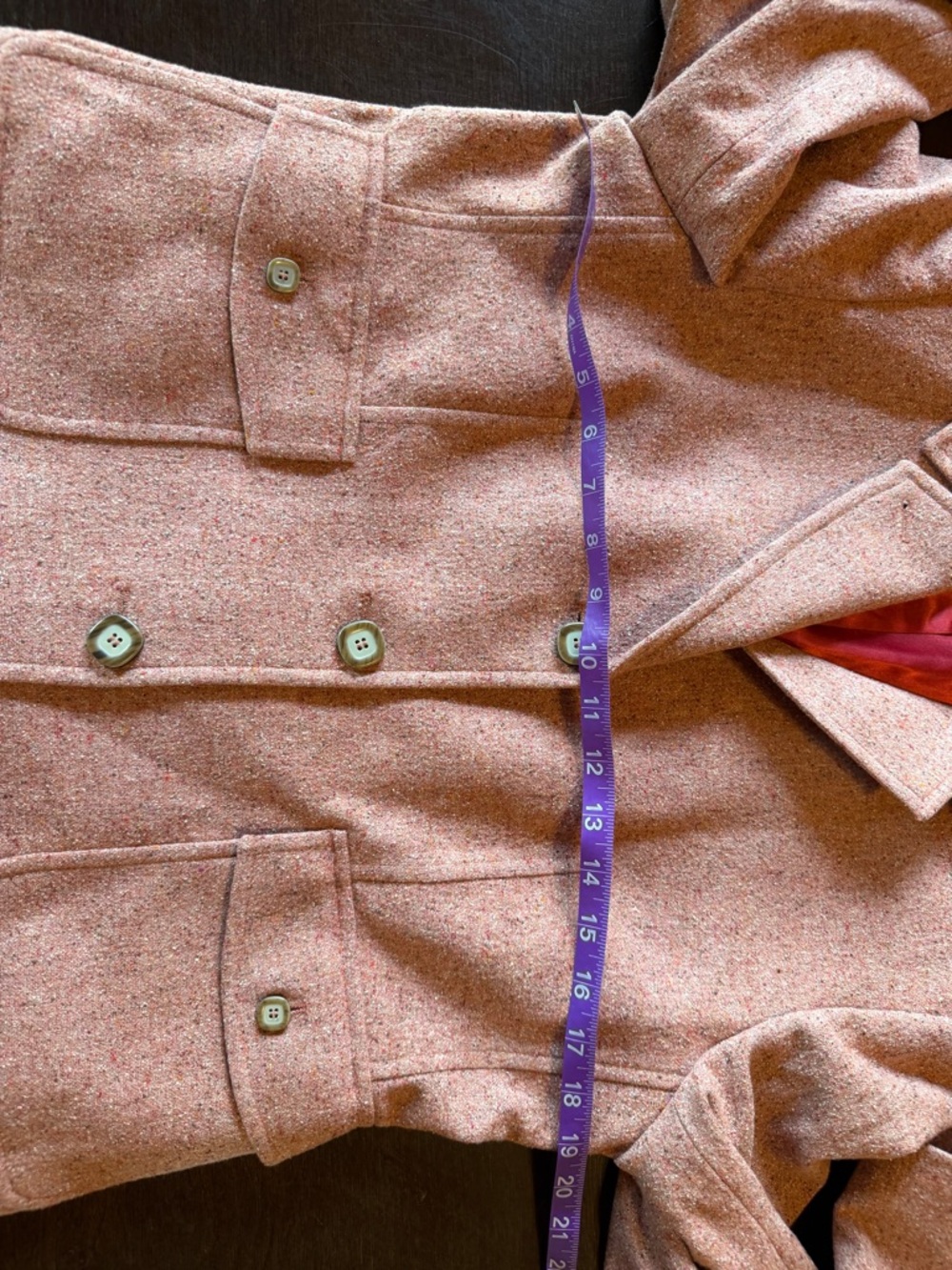 Vintage LL Bean Wool and Silk Blend Pink Tweed Notch-Lapel Blazer Medium Petite - Picture 10 of 11